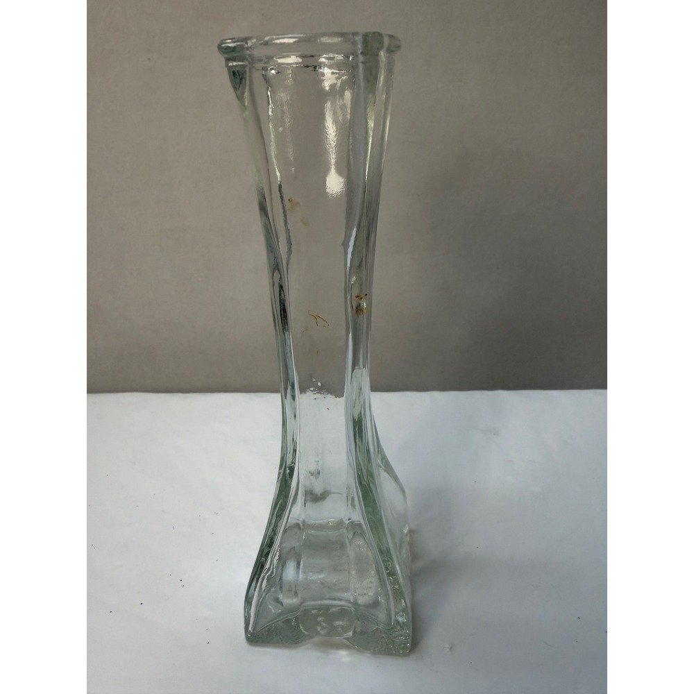 Vintage 1986 Profile Europa Glass Bud Vase 1406 Clear Square Base 6.25 Inch